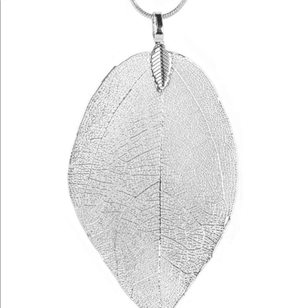 Filigree Leaf Long SnakeChain Silver 🍃 Leaf